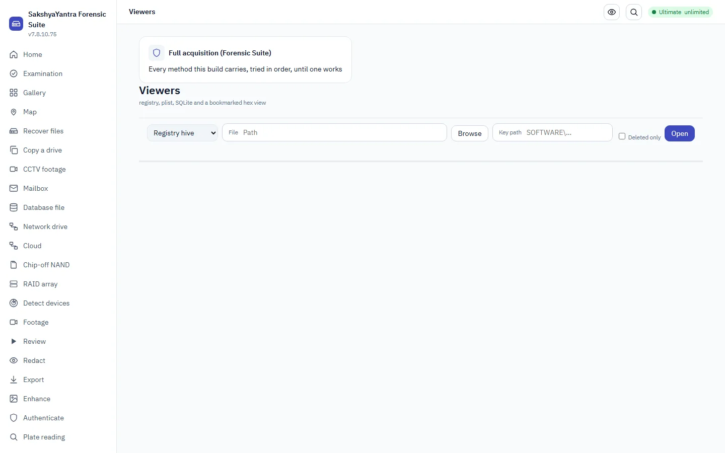 Open a registry hive, a plist, a SQLite database or the hex view